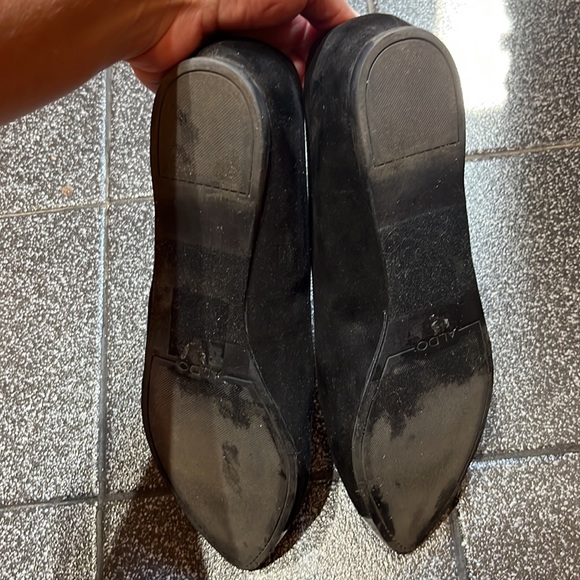 Aldo black pointy toe flats with silver and crystal embellishments. - Picture 7 of 7